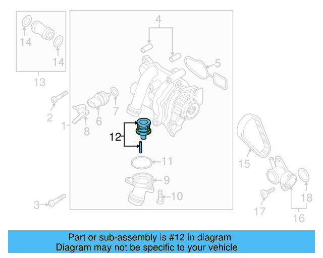 Engine Coolant Thermostat 06J-121-113-C — фото 8